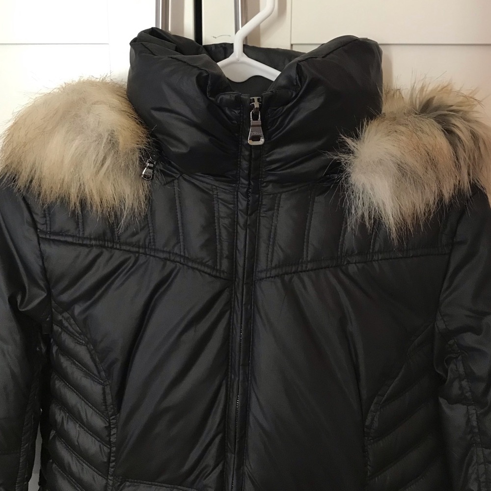 GUESS Puffer with faux fur trim removable hood